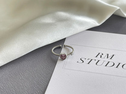 Silver Birthstone Heart Ring - Personalized Jewelry